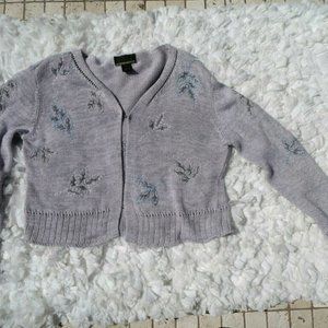 Sigrid Olsen Sport Blue Floral cardigan sweater